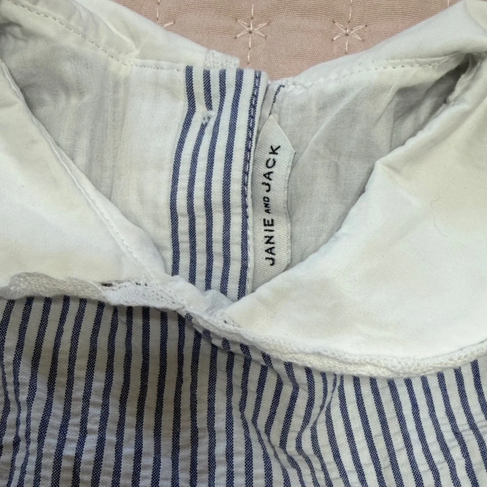Janie and Jack Blue & White Striped Ruffle Diaper Cover Set